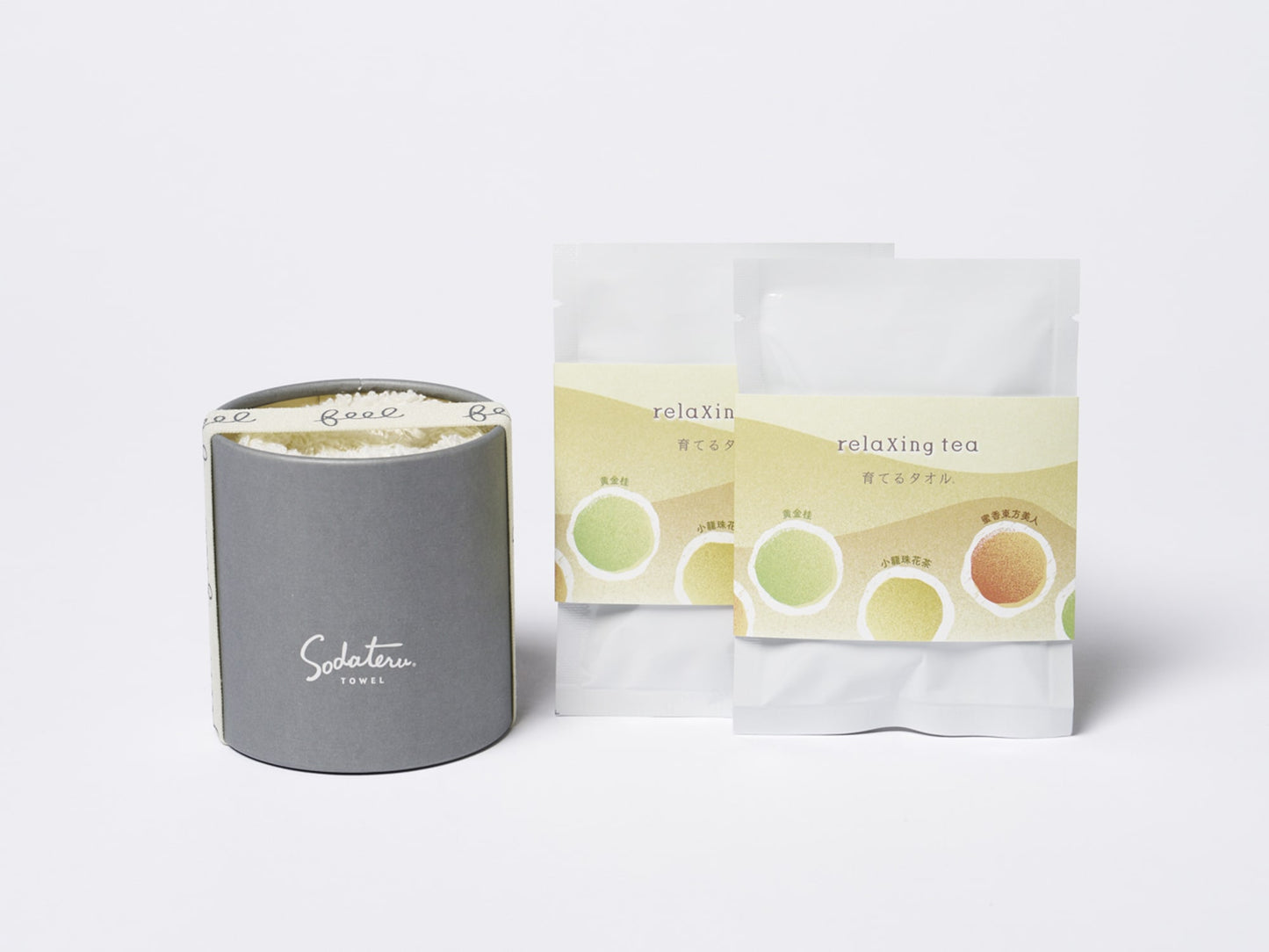 feel プチハンドタオル+遊茶 relaxing tea(2包)ギフトセット