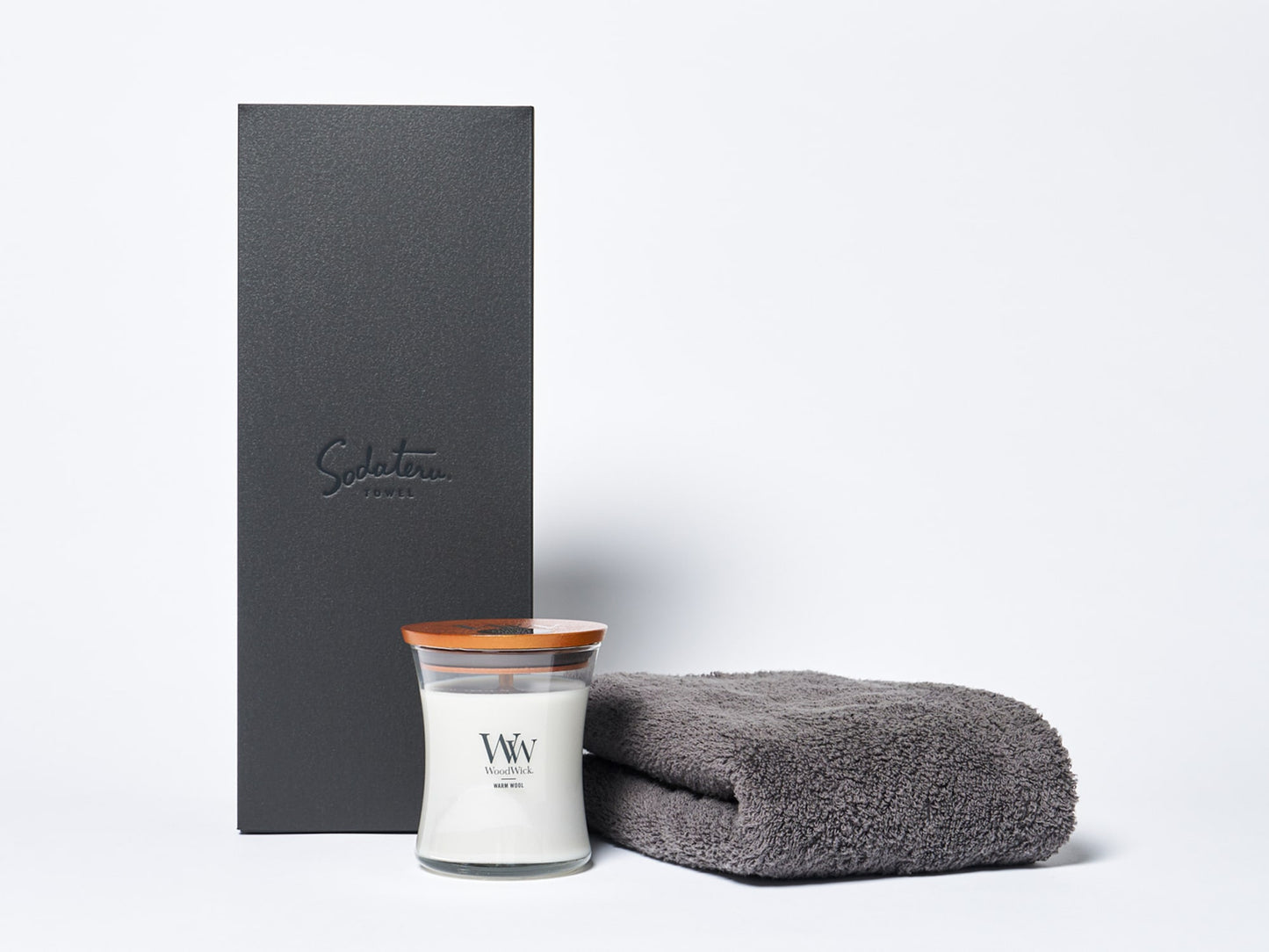 MARQUE ドゥミ(ミニバスタオル) +WoodWick ジャーキャンドル ギフトセット