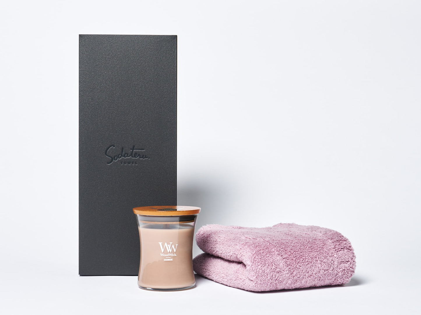 MARQUE ドゥミ(ミニバスタオル) +WoodWick ジャーキャンドル ギフトセット