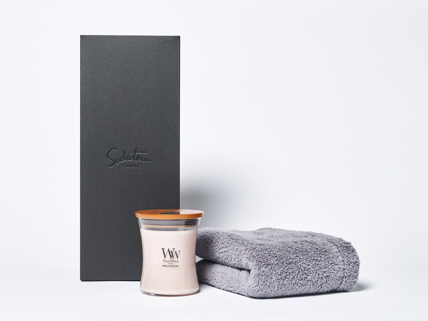 MARQUE ドゥミ(ミニバスタオル) +WoodWick ジャーキャンドル ギフトセット