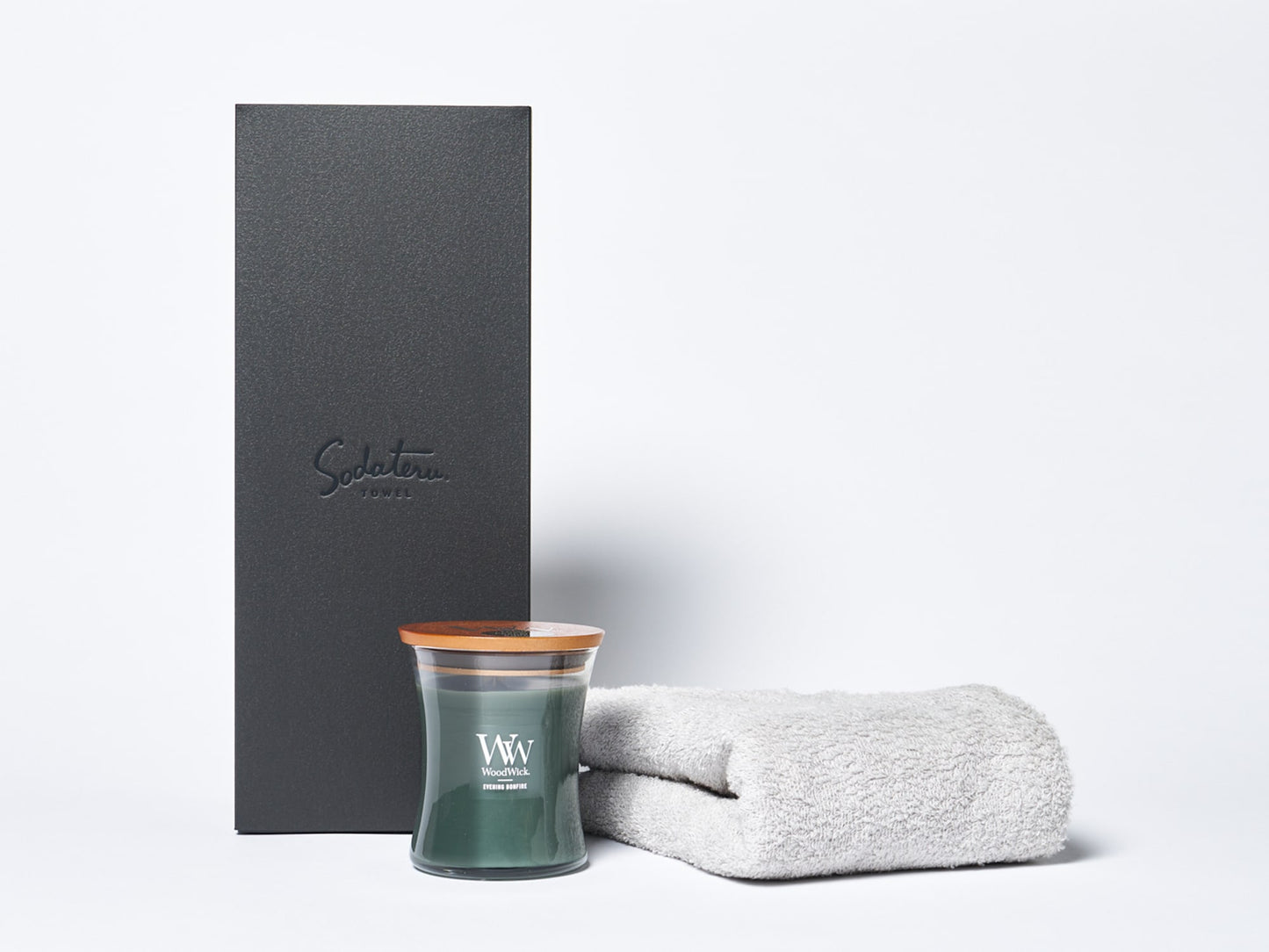 MARQUE ドゥミ(ミニバスタオル) +WoodWick ジャーキャンドル ギフトセット
