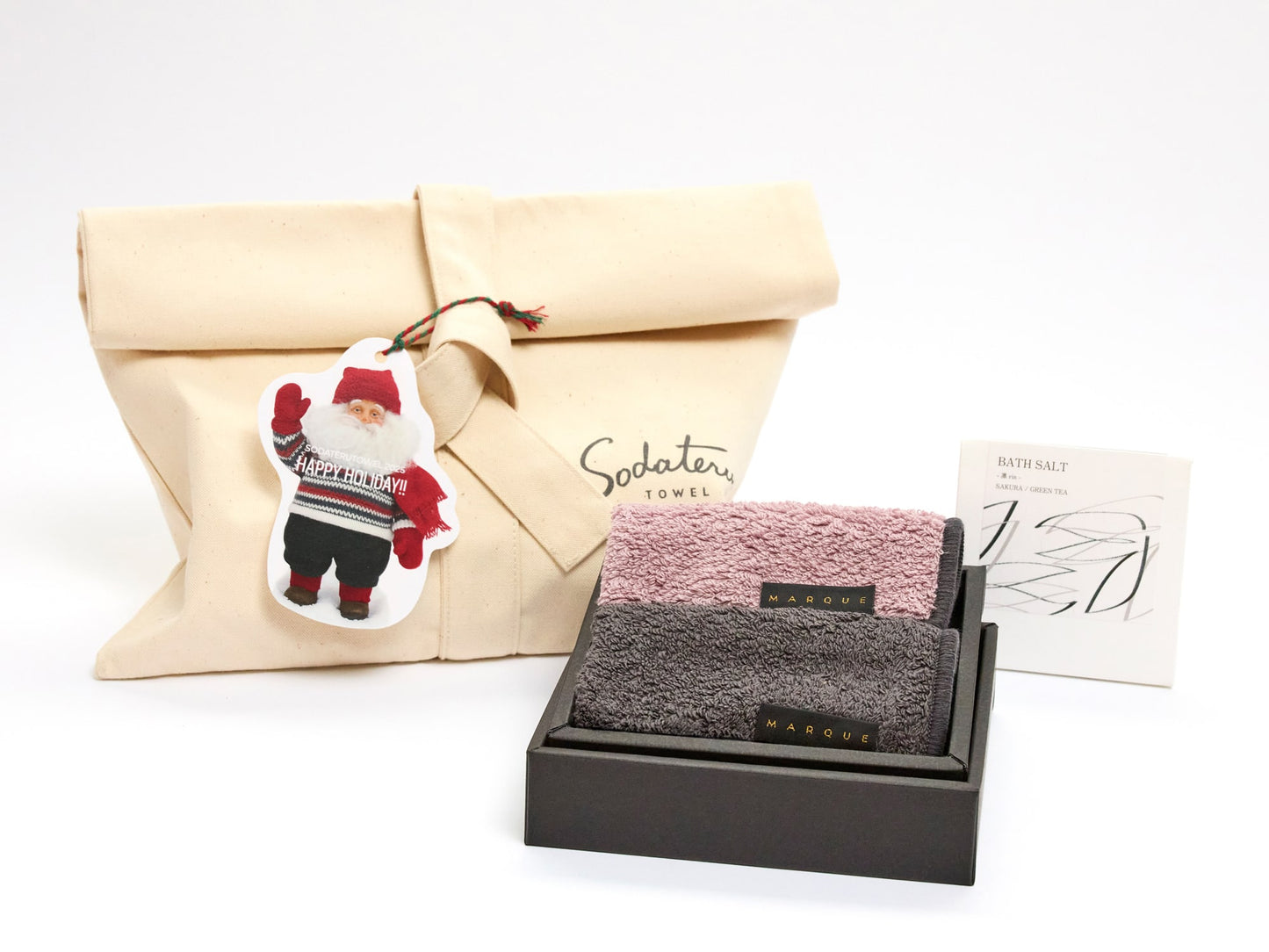 MARQUE ホリデーバッグ（クリスマス限定ギフトセット：ハーフハンドタオル2枚＋バスソルト）